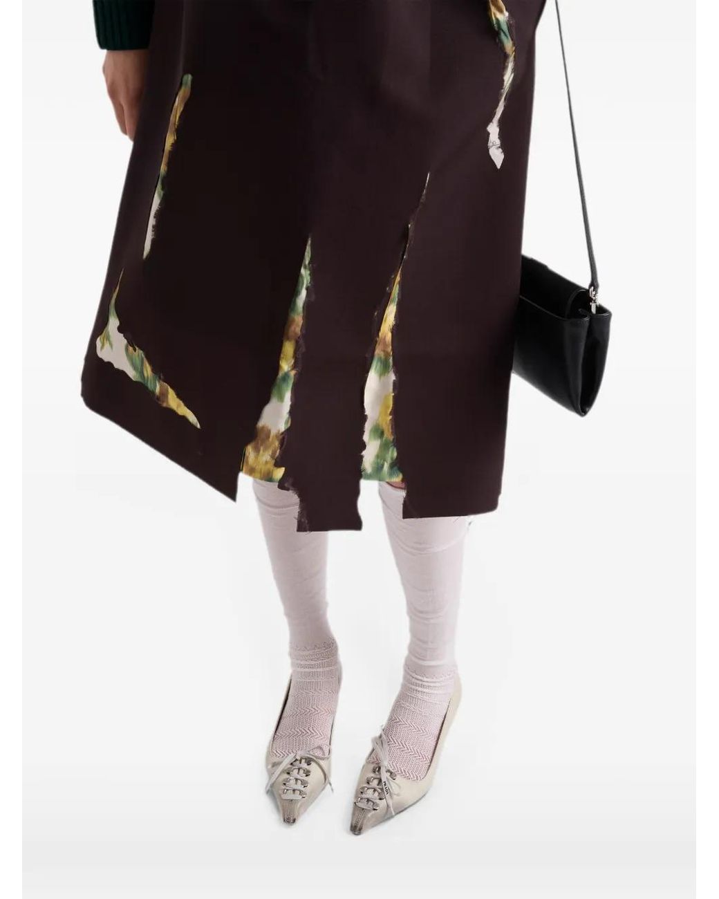 Prada Purple Bonded Gabardine Skirt With Devoré Effect