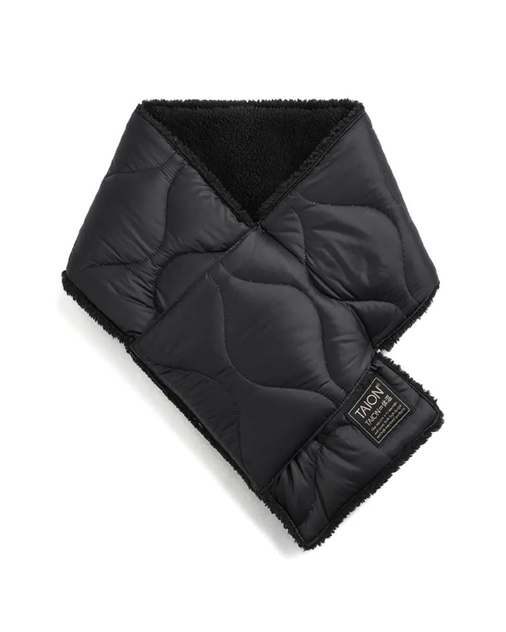 Taion Black Reversible Quilted-Down Scarf for men
