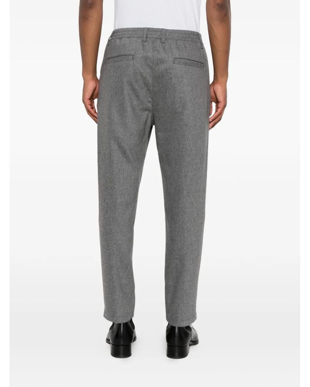 Eleventy Gray Pleated Elasticated-Waist Trousers for men