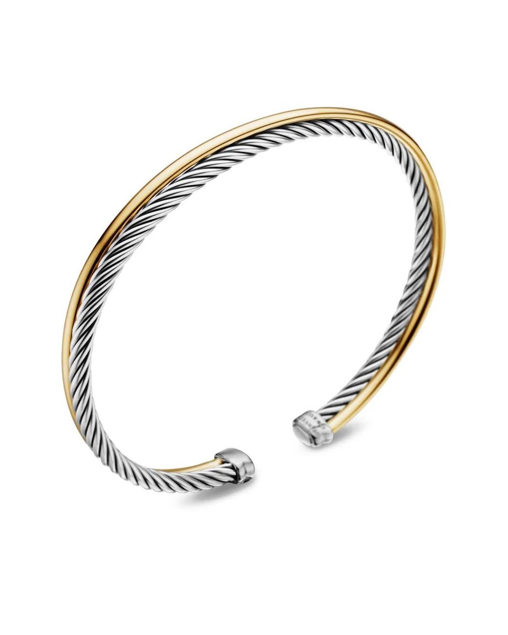 David Yurman Metallic 18K And Sterling Crossover Bracelet (3Mm)
