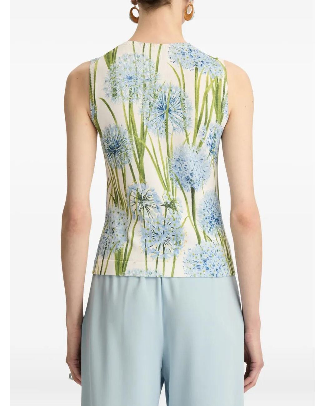 Oscar de la Renta Blue Crew-Neck Top