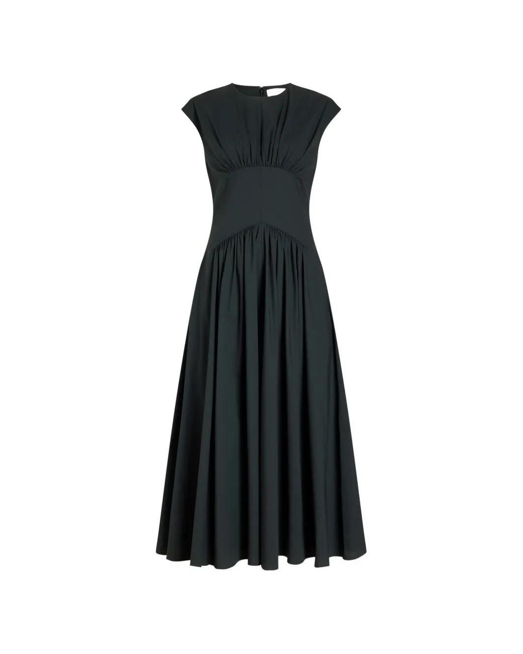 Proenza Schouler Black Nyssa Gathered-Waist Midi Dress