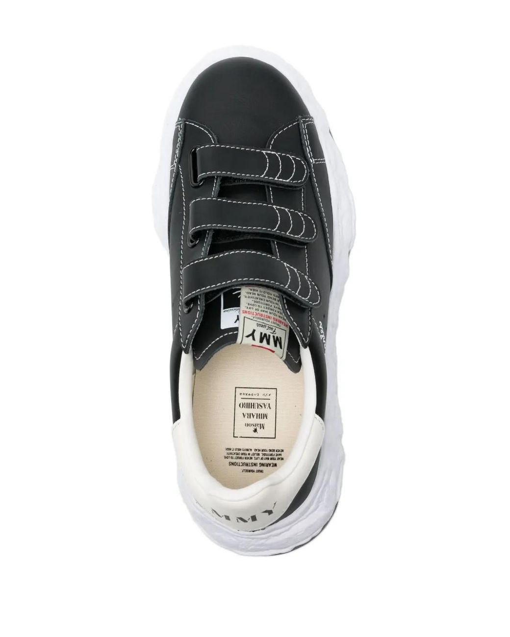 Maison Mihara Yasuhiro White Charles Og Sole Leather Low-Top Touch-Strap Sneakers