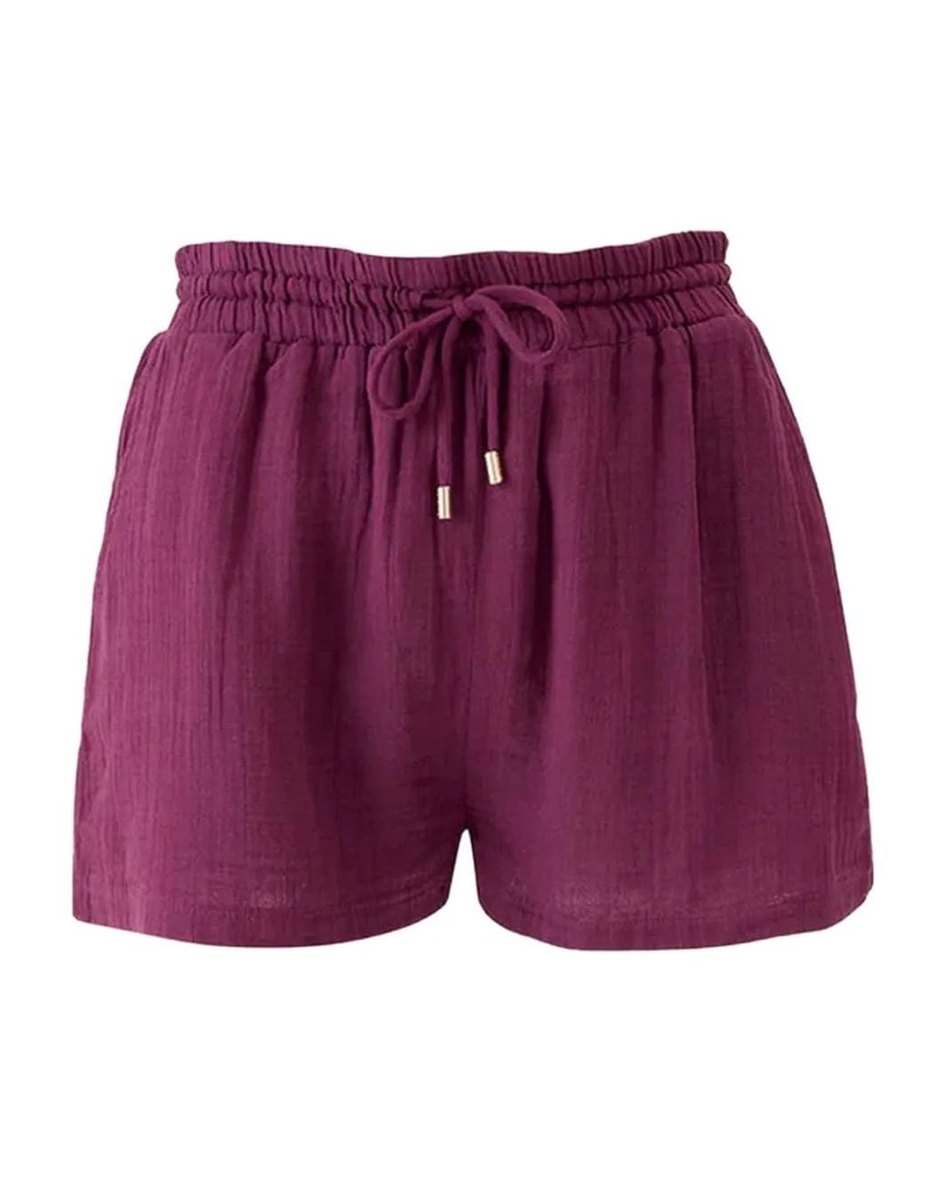 Melissa Odabash Purple Elasticated-Waist Cotton Shorts