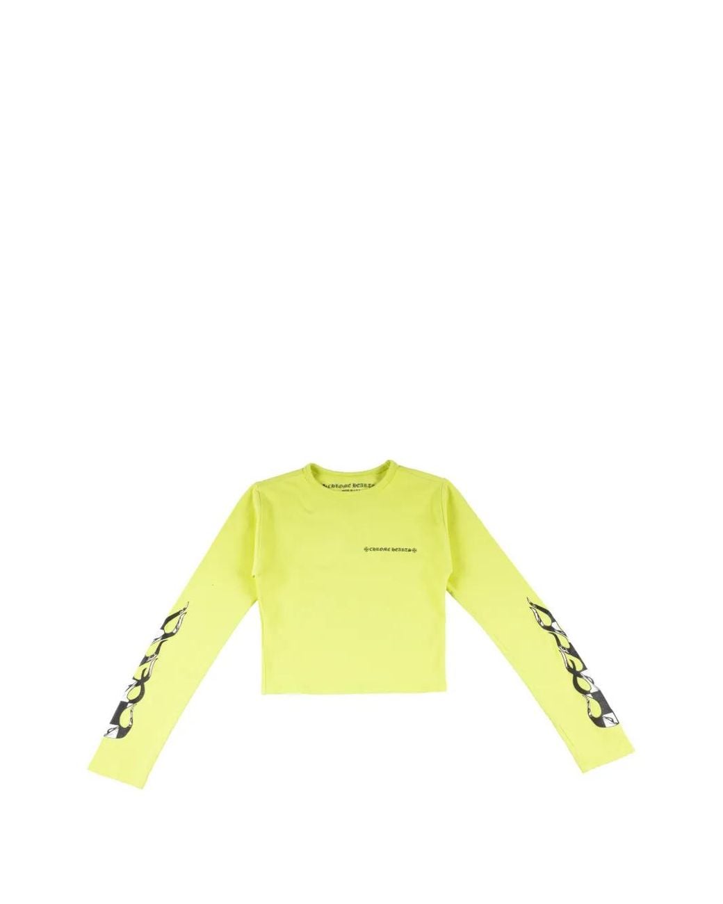 Chrome Hearts Yellow X Matty Boy 99 Eyes Flame-Print Cropped T-Shirt
