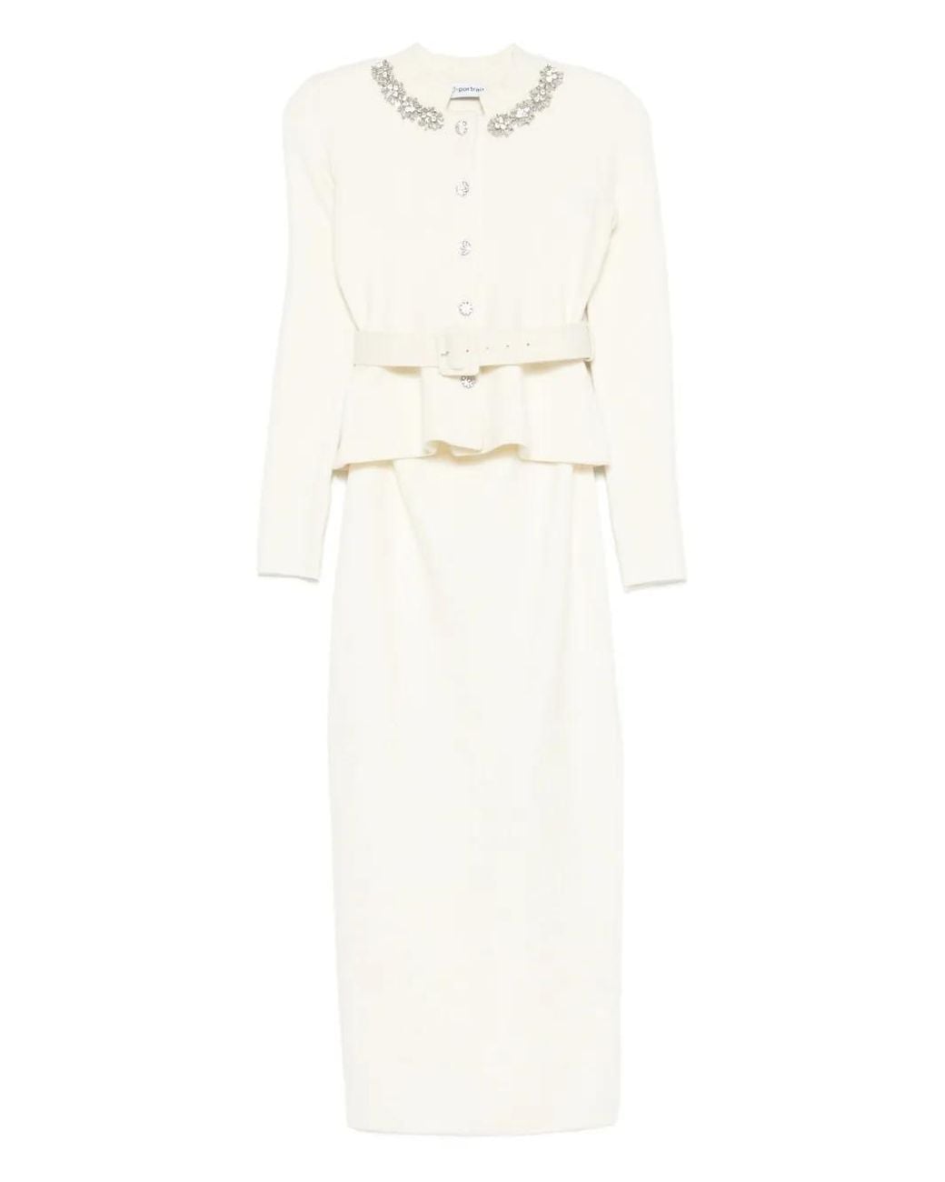 Self-Portrait White Silk Printed Dress
