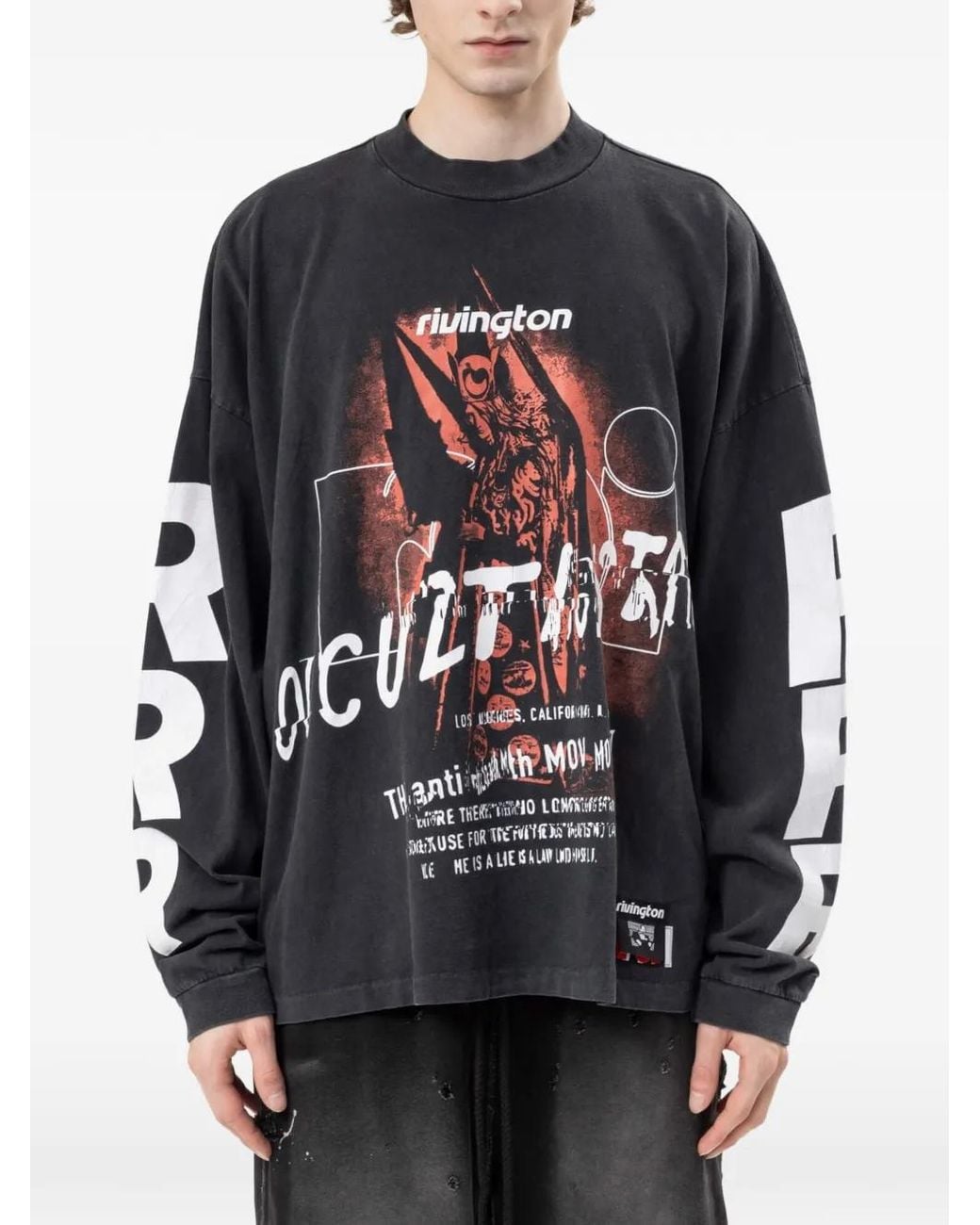 RRR123 Gray Occultista Graphic-Print Sweatshirt for men