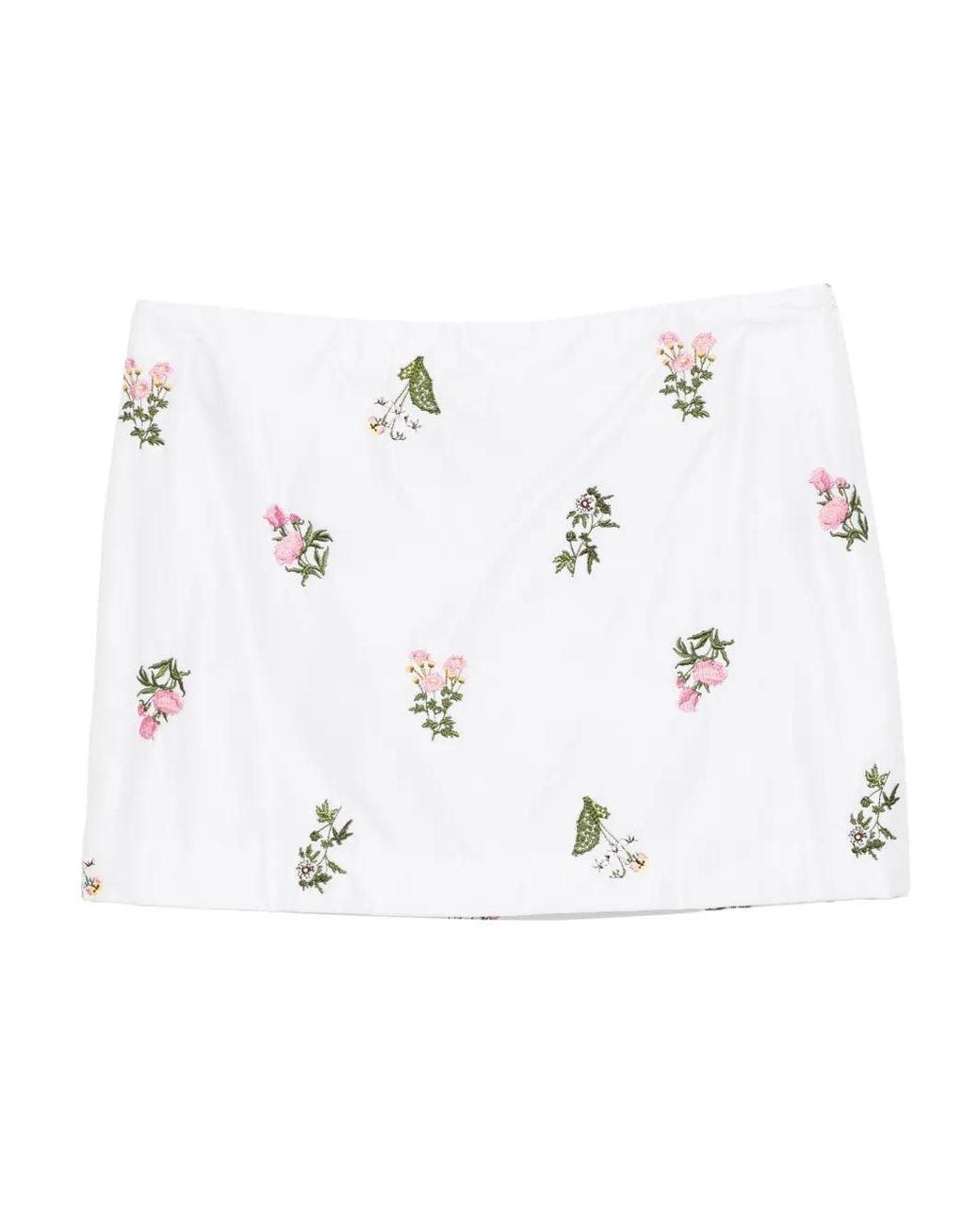 Cynthia Rowley White Floral-Embroidered Cotton Mini Skirt