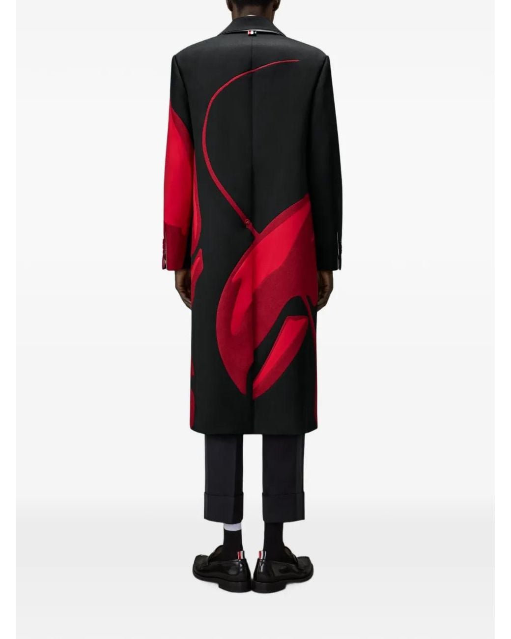 Thom Browne Red Cavalry Twill Lobster Overcoat for men