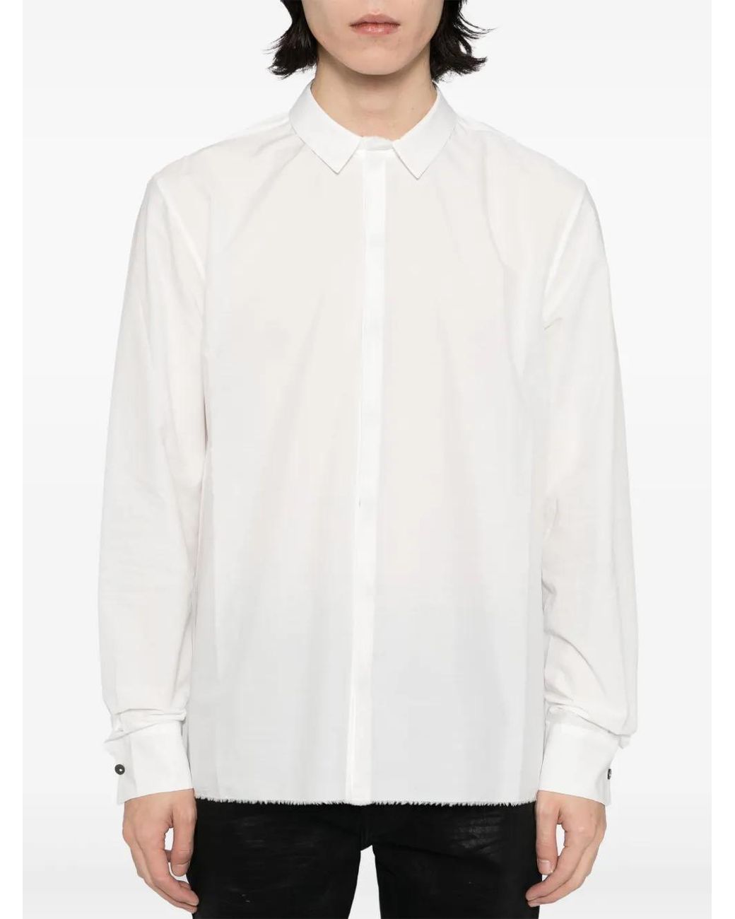 Label Under Construction White Concealed-Button Shirt for men