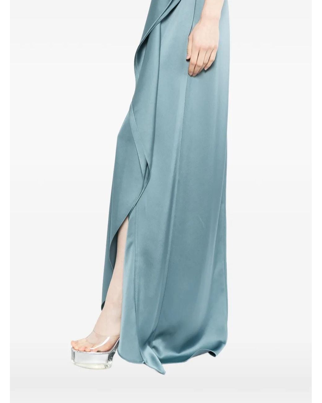 Amsale Blue Cascade Maxi Dress