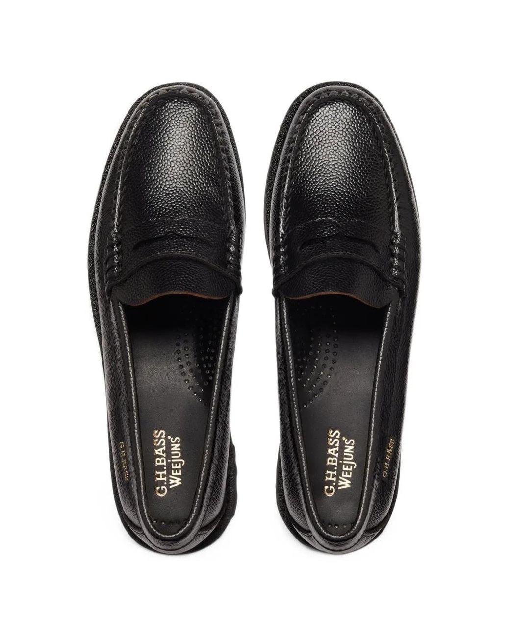 G.H.BASS Black Weejuns Shagreen-Leather Loafers