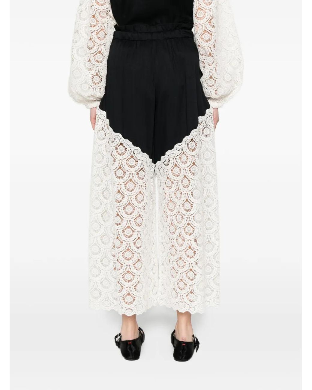 Sea Black Ellison Lace-Trim Trousers
