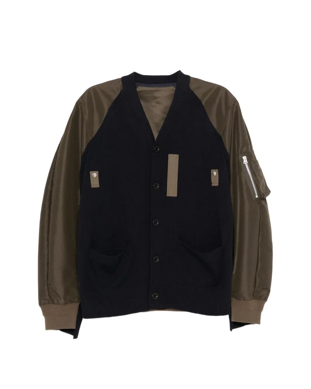 Sacai Geknöpfte Jacke Mit Einsätzen in Black für Herren