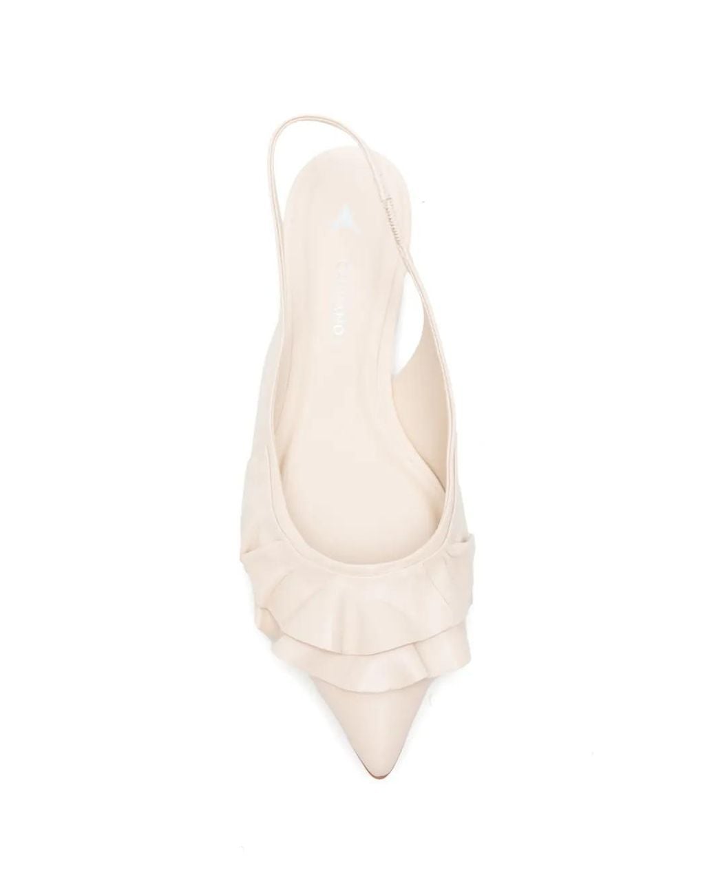 Carrano White Gerüschte Slingback-Sandalen