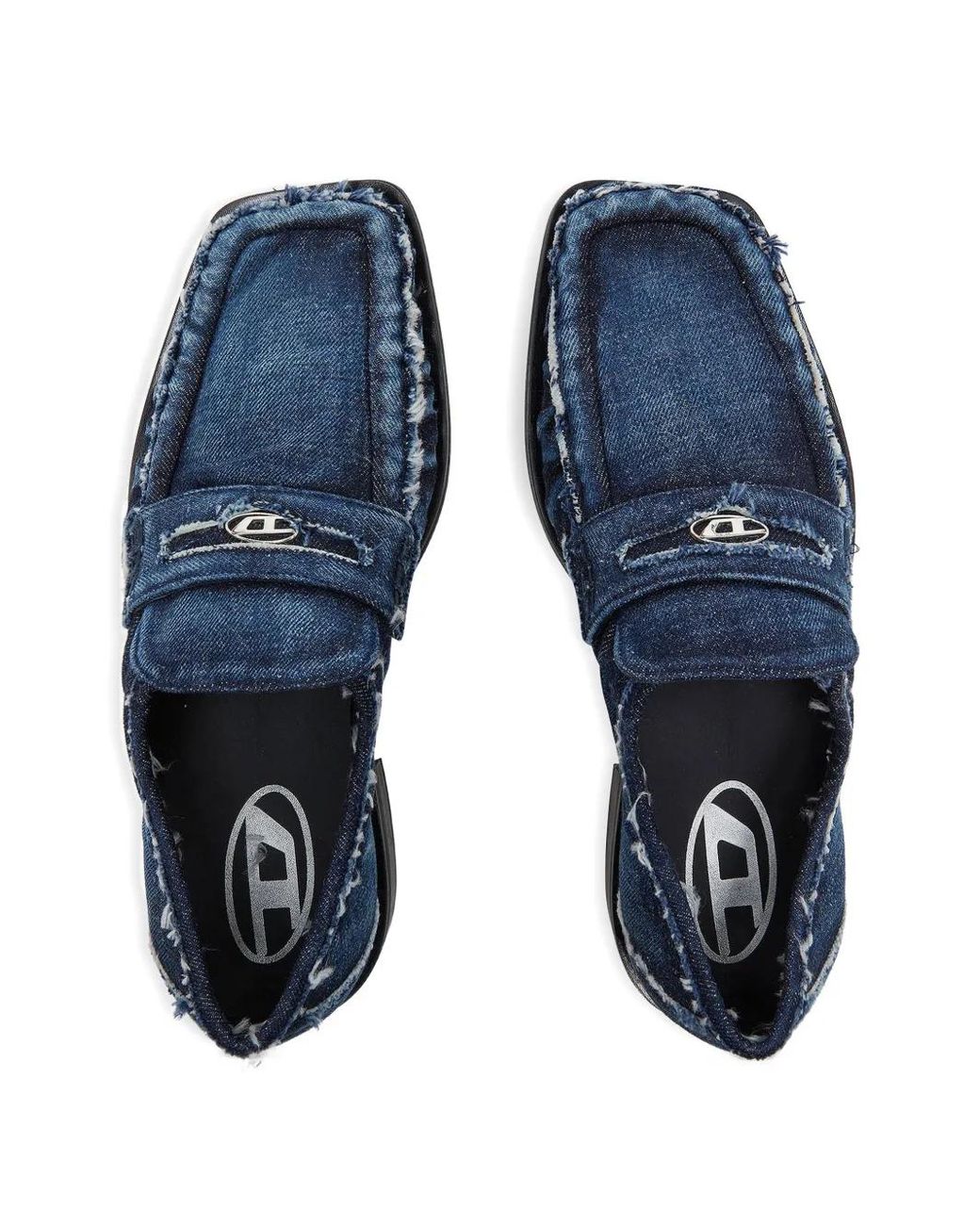 DIESEL Blue D-Amber Distressed Denim Loafers for men
