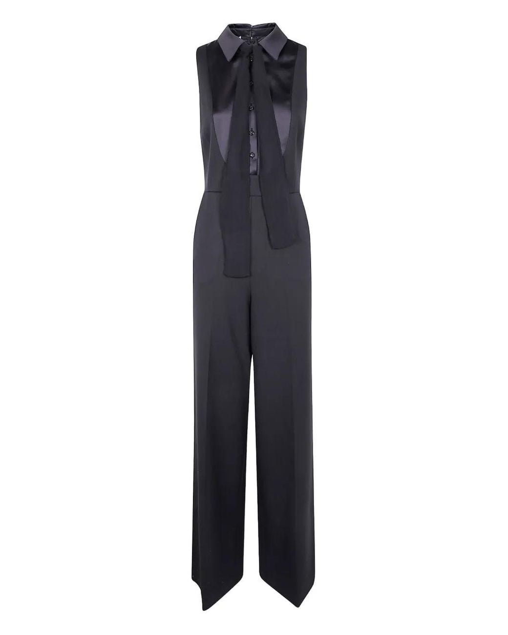 Twinset Blue Tie Neck Jumpsuit
