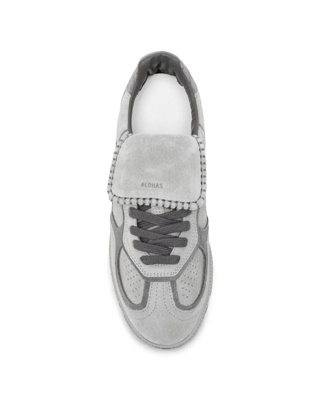 Alohas White Foldover-Tongue Leather Sneakers