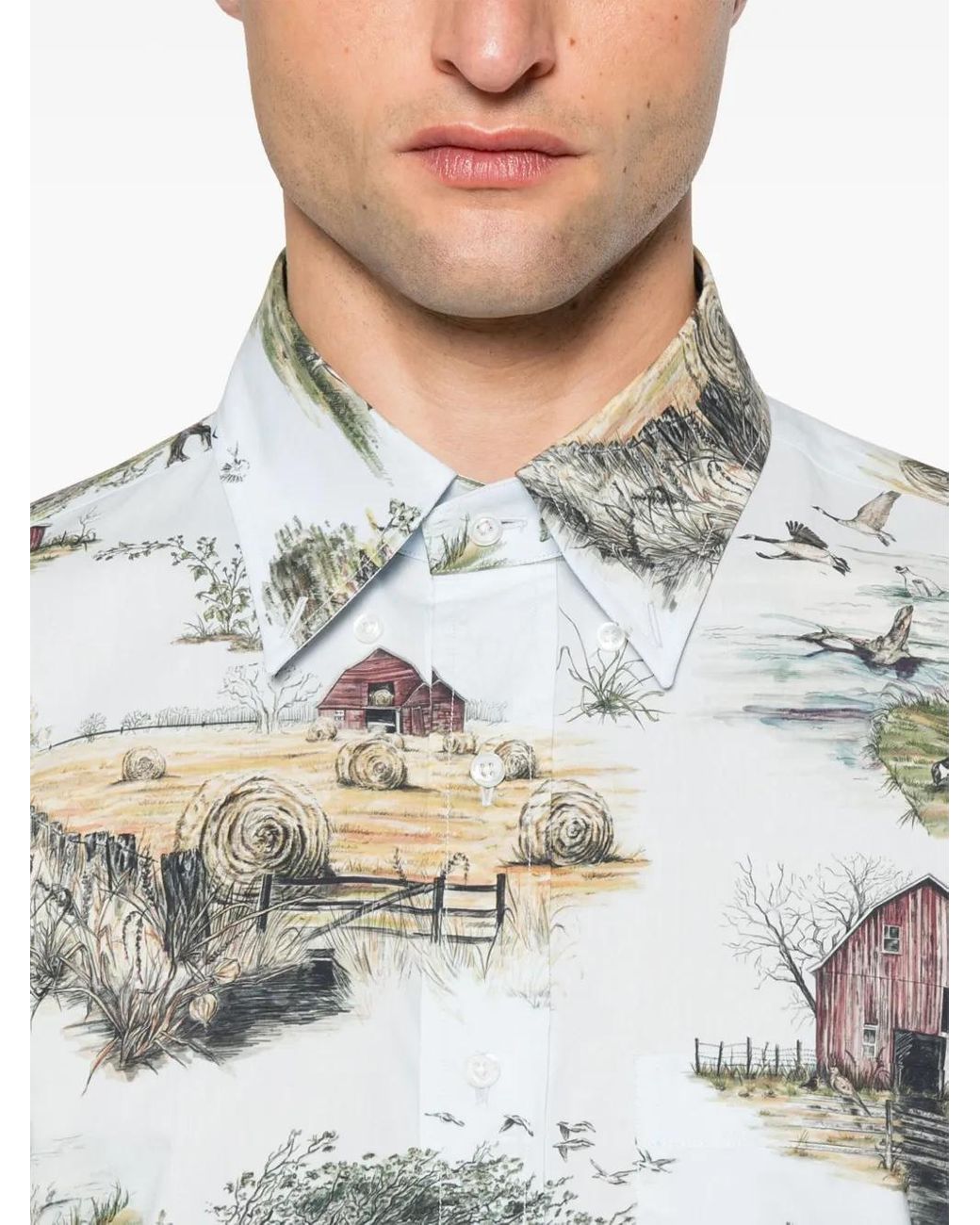 Thom Browne Gray Graphic-Print Shirt for men