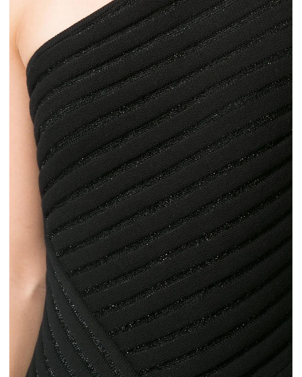 Valery Kovalska Black Ribbed One Shoulder Dress