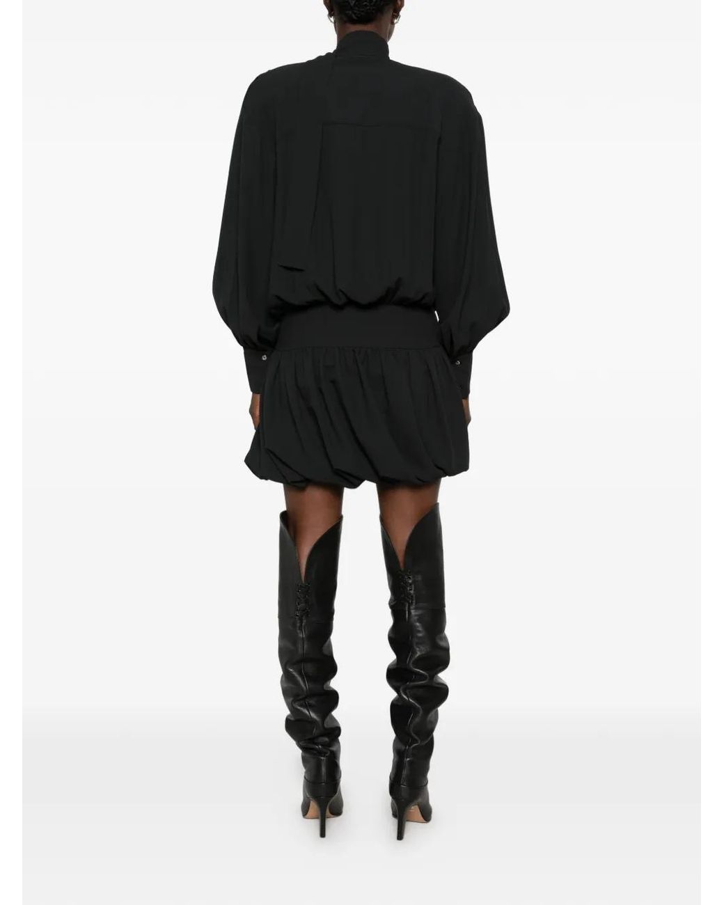 IRO Black Bounce Pussy-Bow Draped Dress