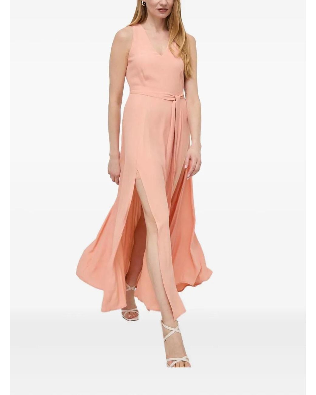 Twinset Pink V-Neck Split Maxi Dress