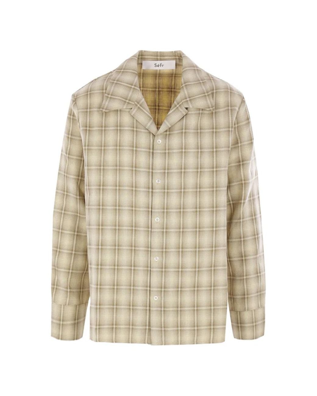 Séfr White Ignacio Notched Collar Checked Shirt for men