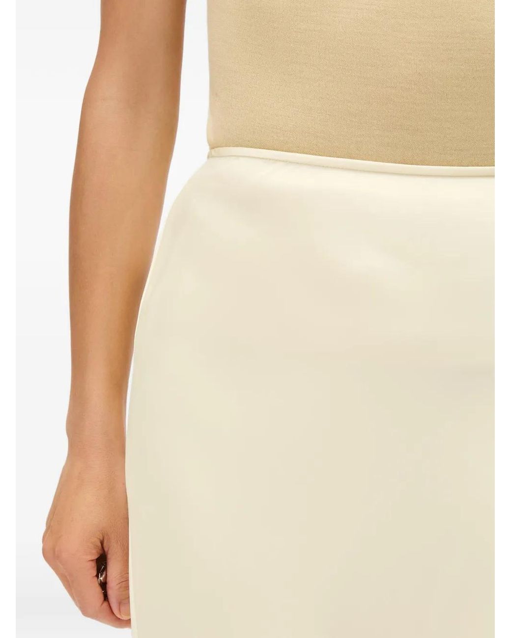 Another Tomorrow White Bias-Cut Midi Skirt