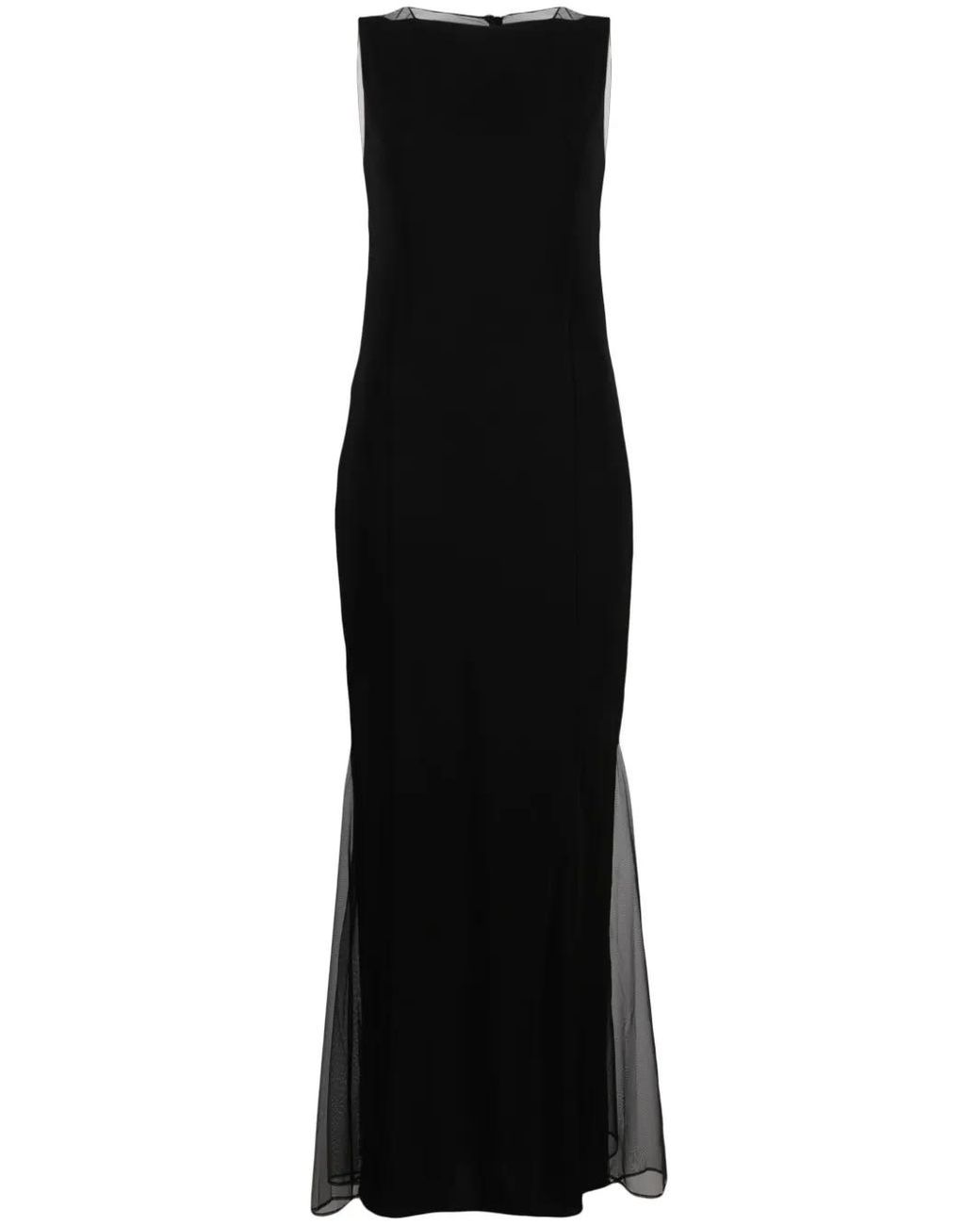 Helmut Lang Black Sheer-Panelled Flared Dress