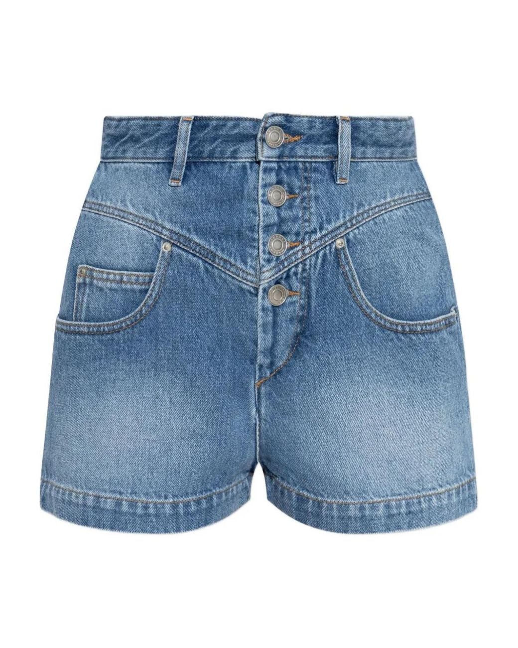 Isabel Marant Blue Button-Fastening Denim Shorts