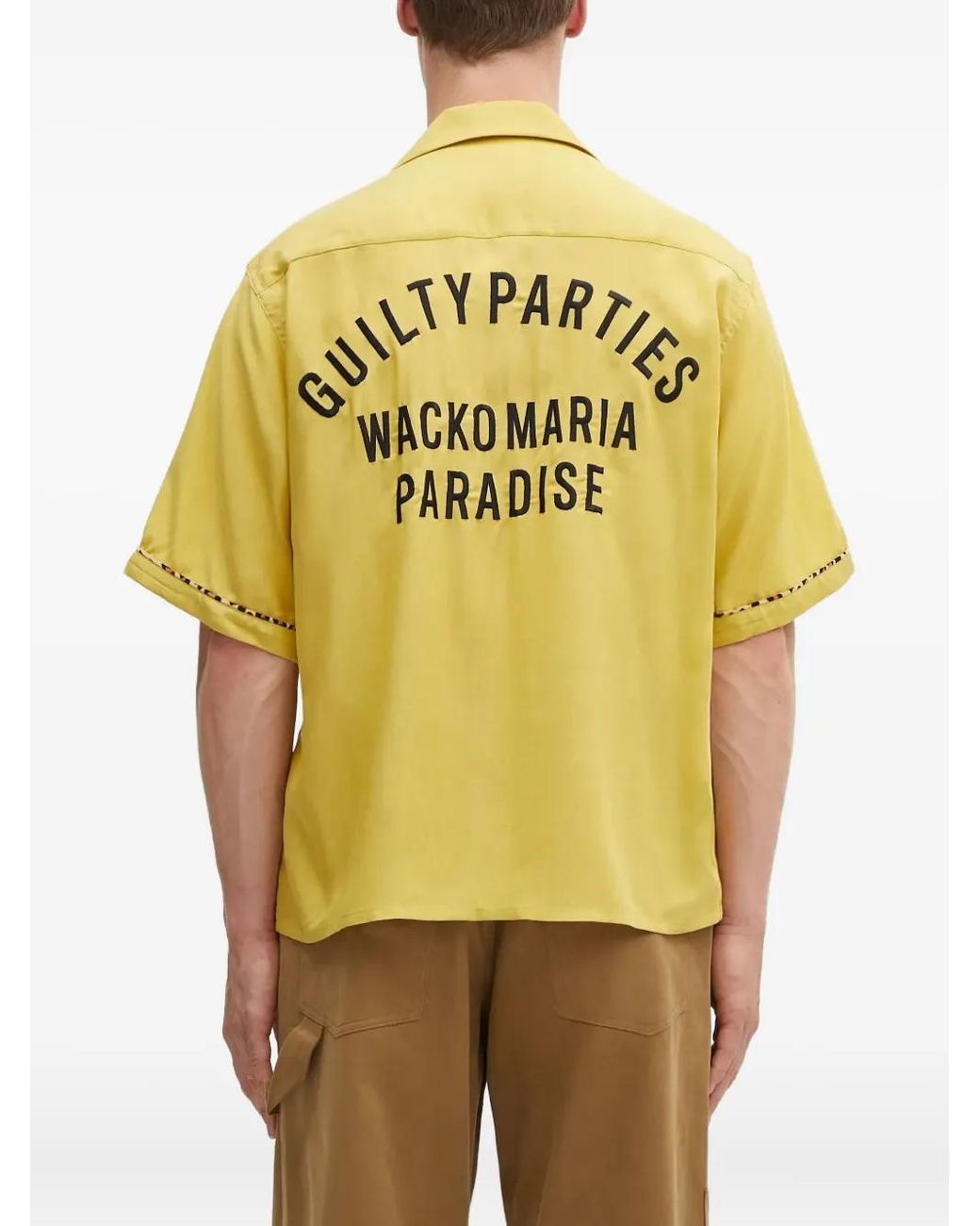 Wacko Maria Yellow Leopard-Print Panel Shirt for men