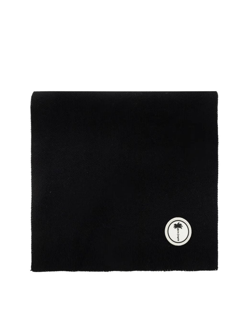 Palm Angels Black Logo-Patch Knitted Scarf for men