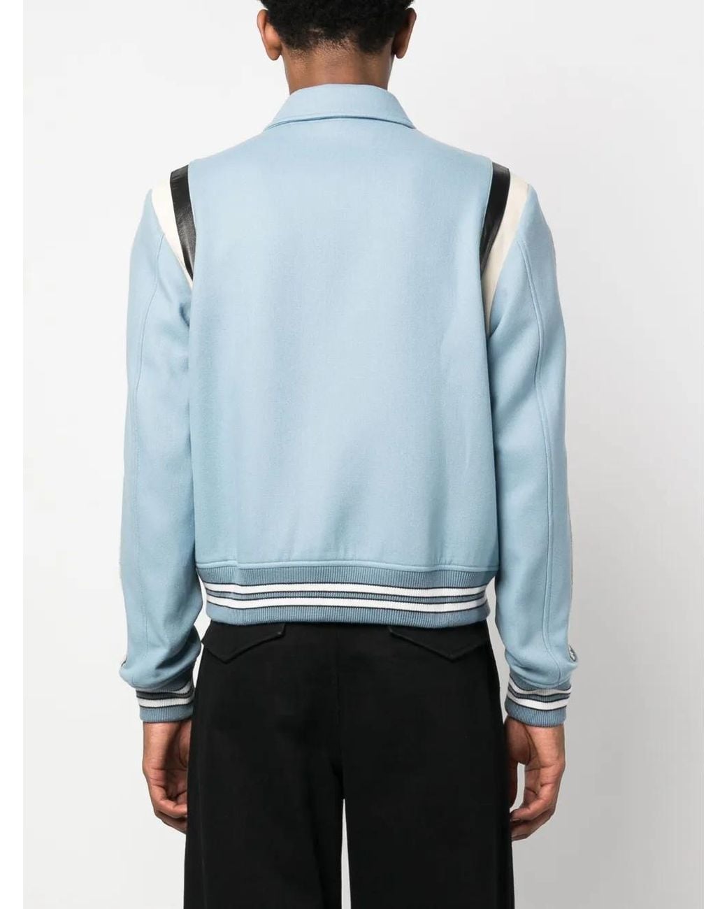 Amiri Blue Varsity Bones Bomber Jacket for men