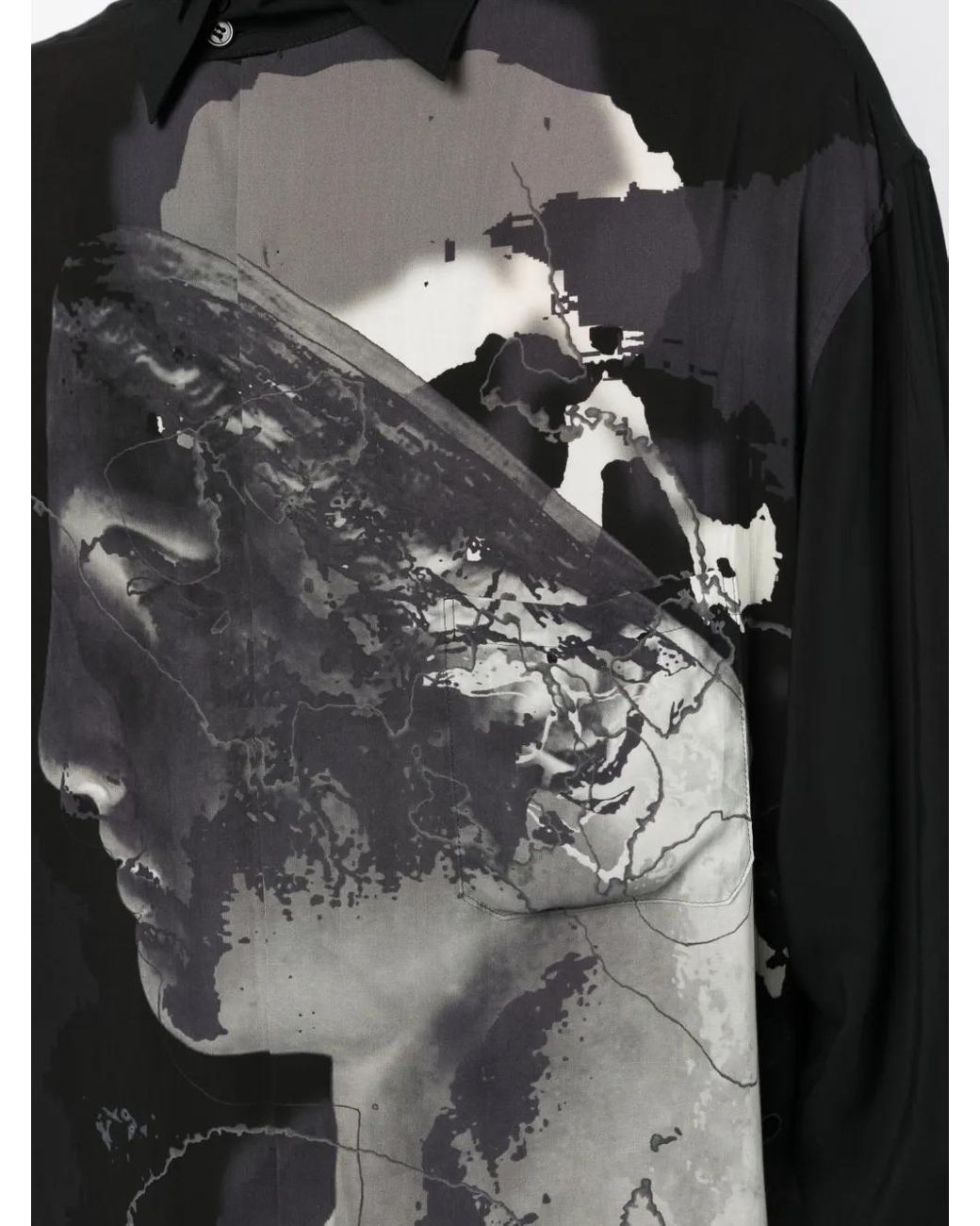 Yohji Yamamoto Black Graphic-Print Long-Sleeve Shirt for men