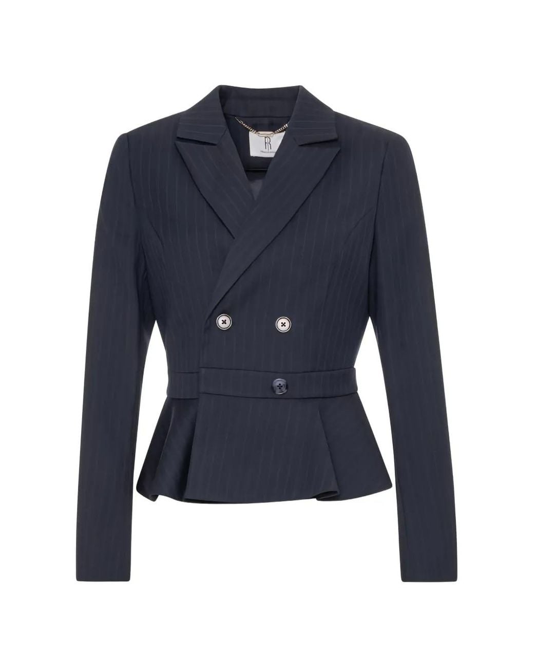 Fracomina Blue Pinstripe Peplum Blazer