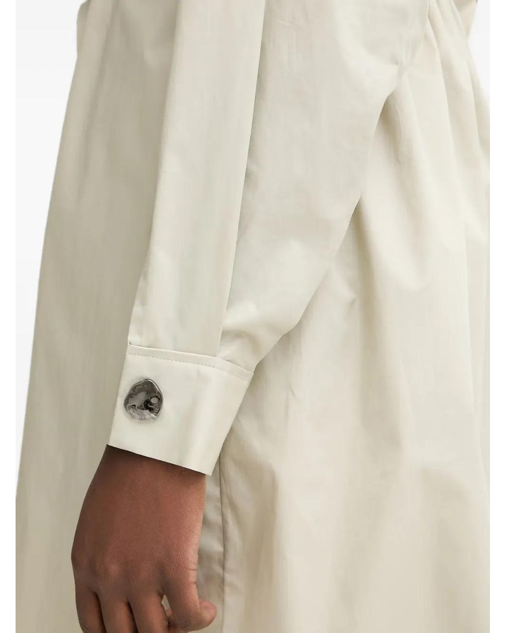 ARMANI EXCHANGE Natural Belted Long-Sleeve Mini Shirt Dress