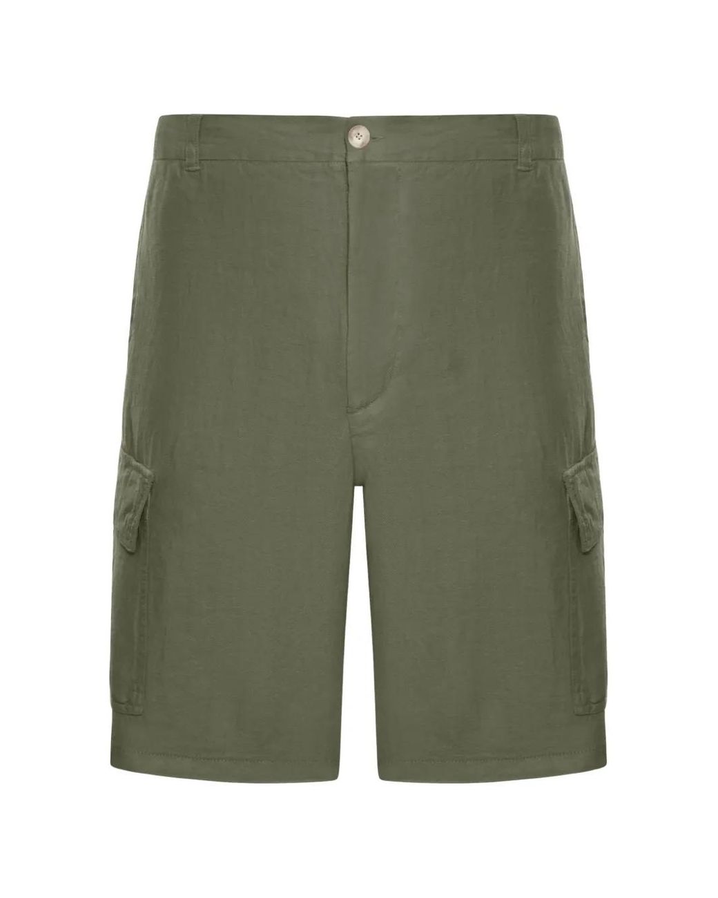 120% Lino Green Linen Cargo Shorts for men