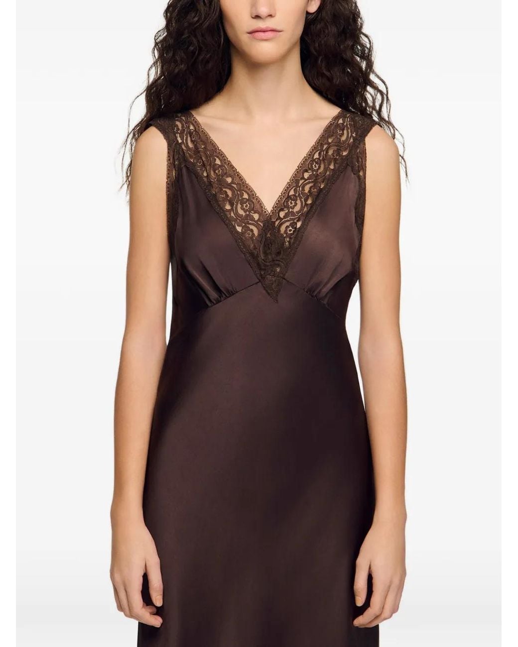 Sandro Purple Lace Collar Maxi Dress