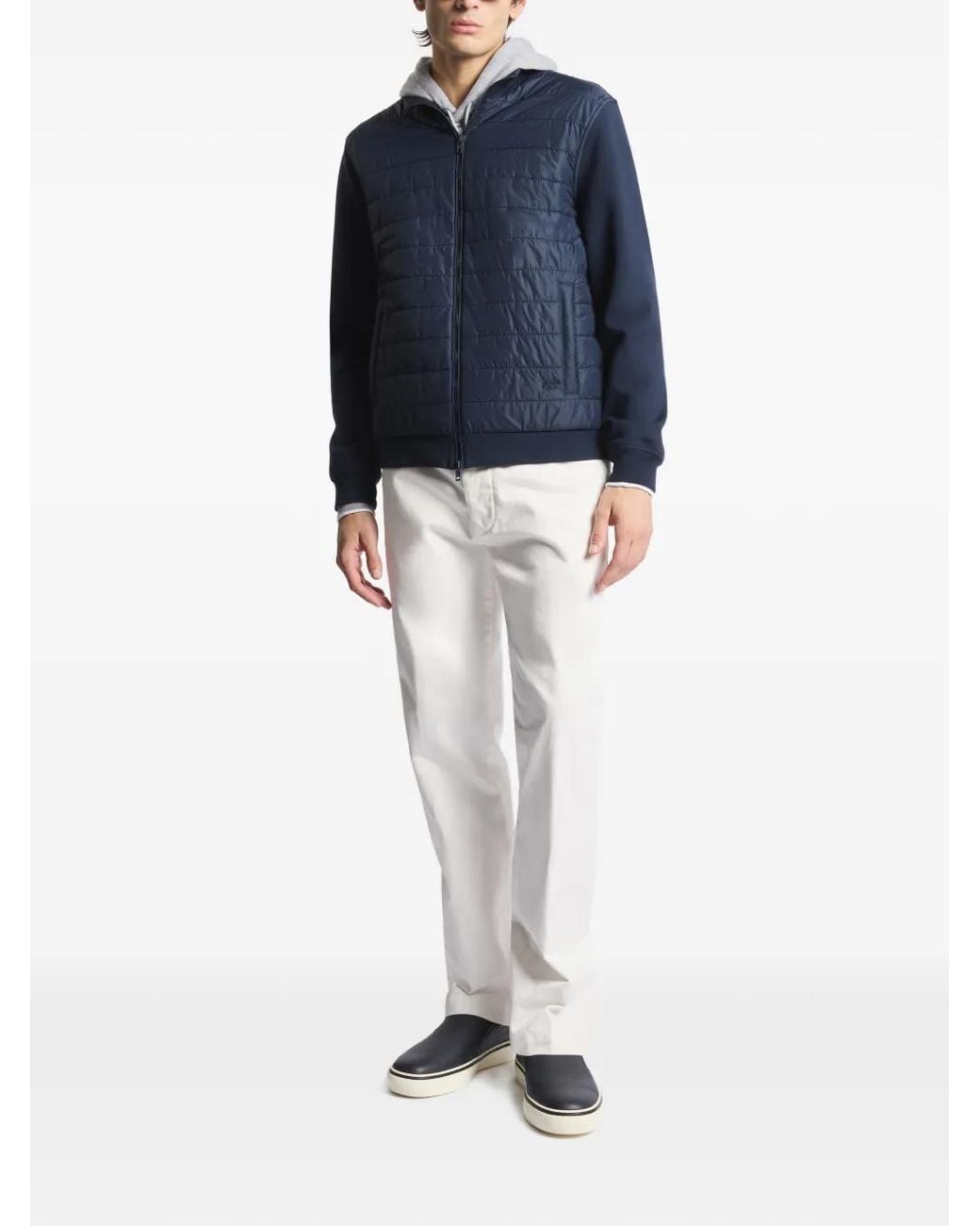 Fay Blue Quilted Zip-Up Bomber Jacket for men