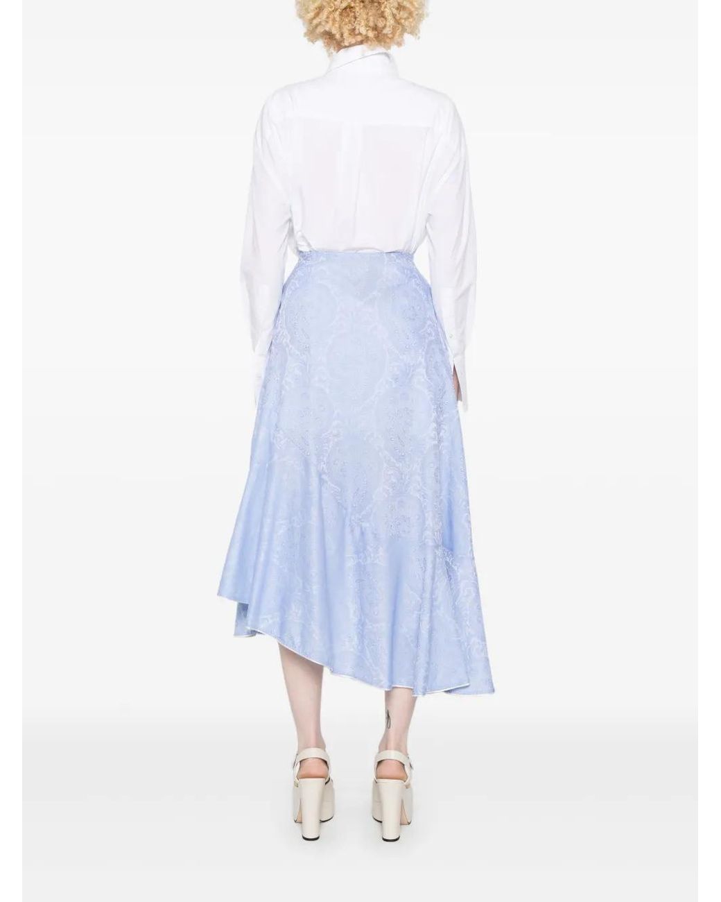 Etro Blue Cotton Skirt With Decorative Pattern