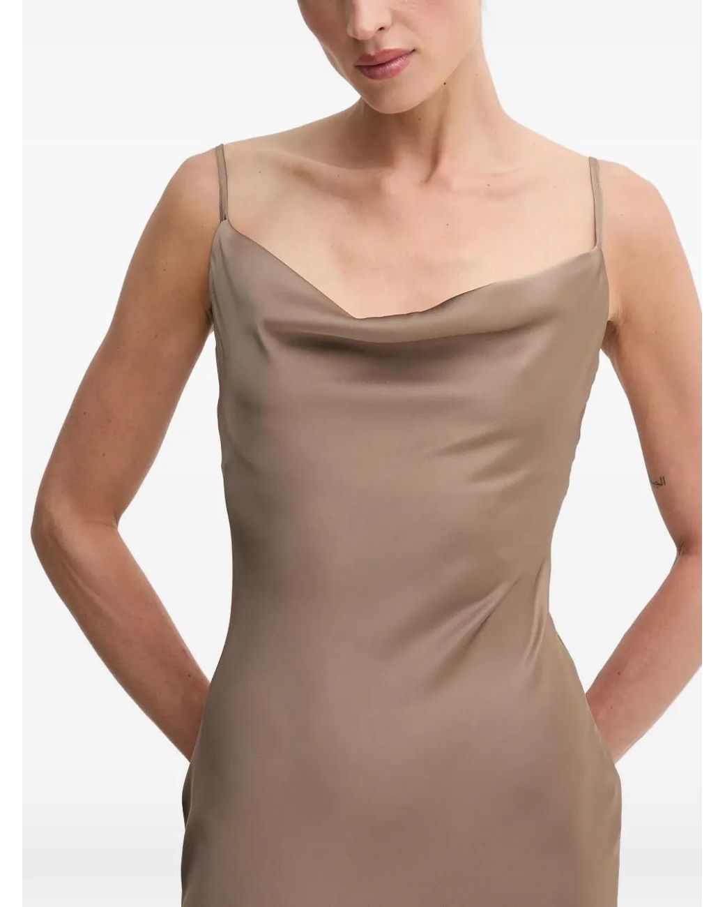 Bardot Natural Monroe Cowl-Neck Maxi Dress