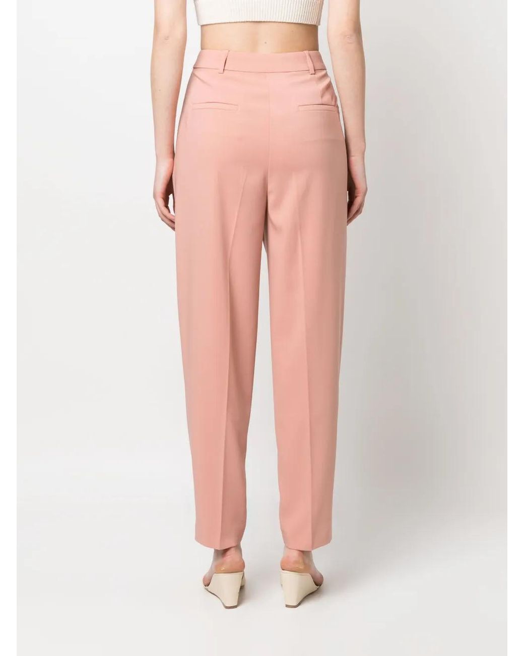 Pinko Pink High-Waisted Tapered Trousers