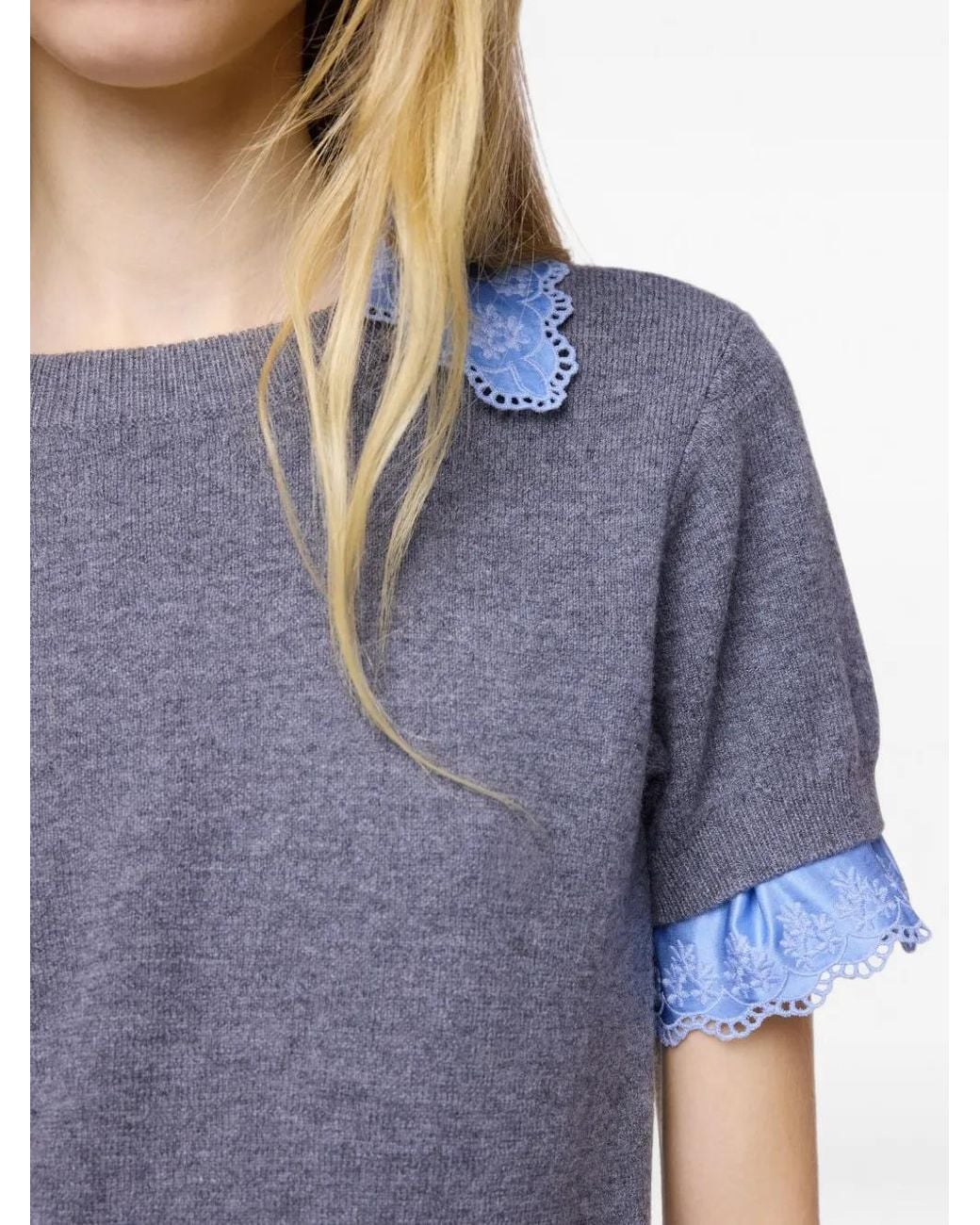 Rabanne Blue Wool And Cashmere Short-Sleeve Midi Dress