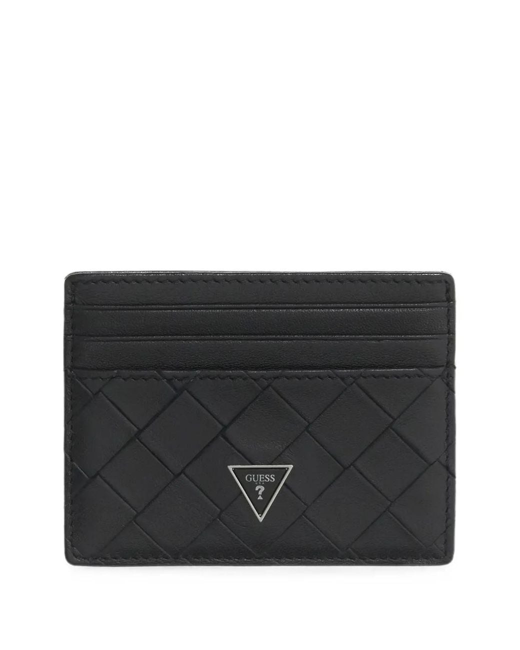 Guess Black Torino Woven Card Holder for men
