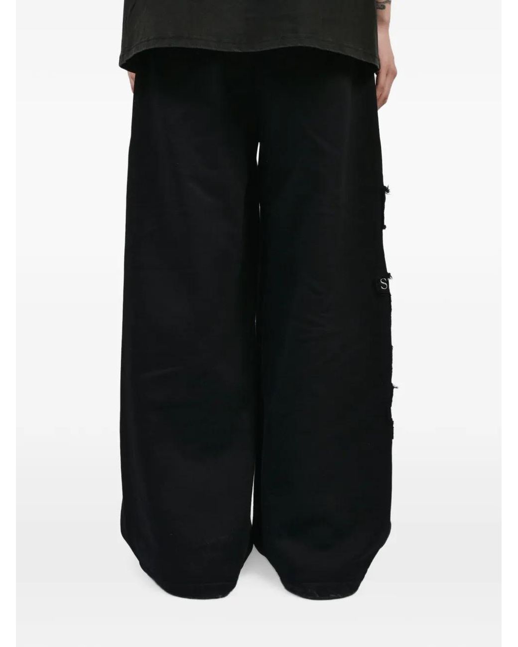 N. Hoolywood Black Euro Tripped Patched Track Pants for men