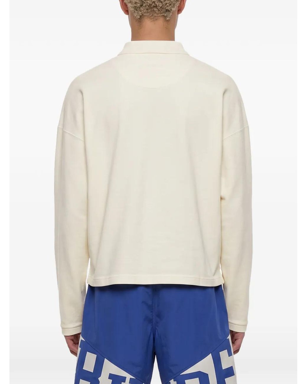 Rhude White Logo-Embroidered Long-Sleeve Polo Shirt for men
