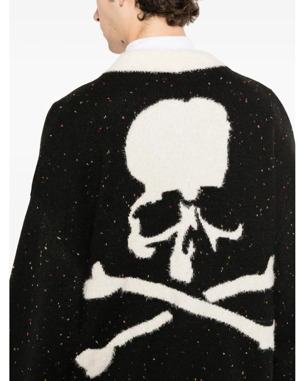 Mastermind Japan Black Flecked-Knit Tweed Cardigan for men