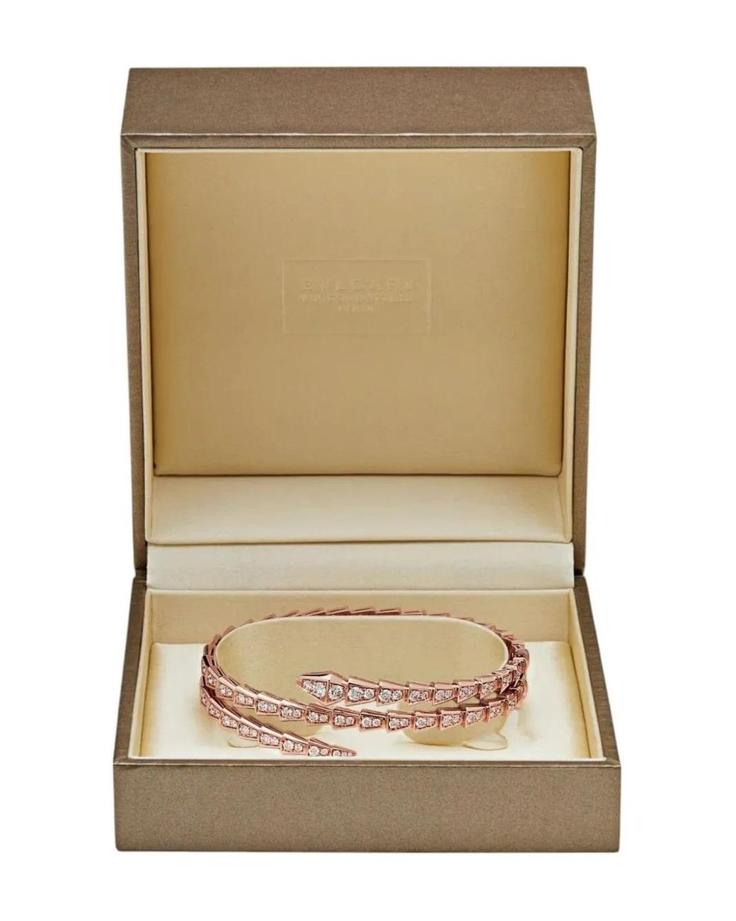 BVLGARI White 18K Rose Serpenti Viper Diamond Bracelet