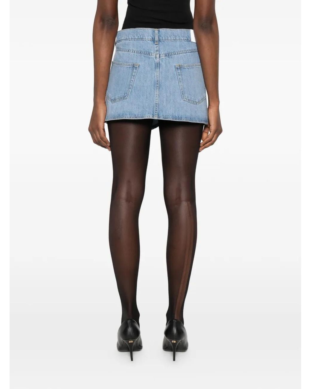Coperni Blue Asymmetrical Denim Skirt With Button Detail