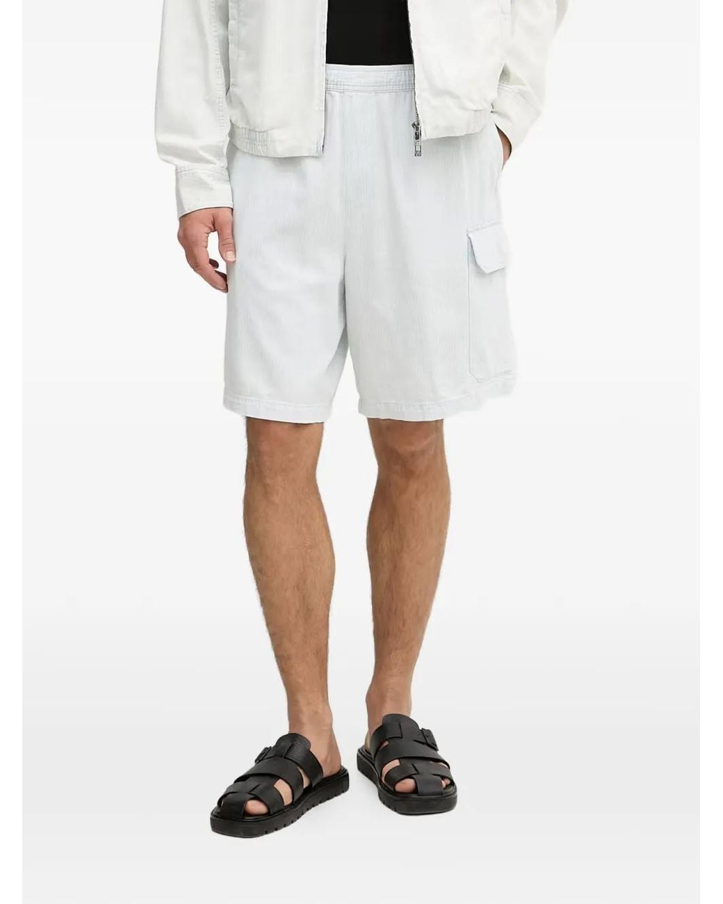 ARMANI EXCHANGE White Striped Cargo Shorts for men
